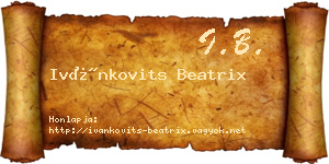 Ivánkovits Beatrix névjegykártya